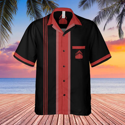 Bowling Button Down Shirt with Pocket, Bowling Shirt Short-Sleeve Hawaiian Shirt