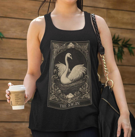 The SwanTarot Card Tank Top, White Swan Shirt Animal Lover
