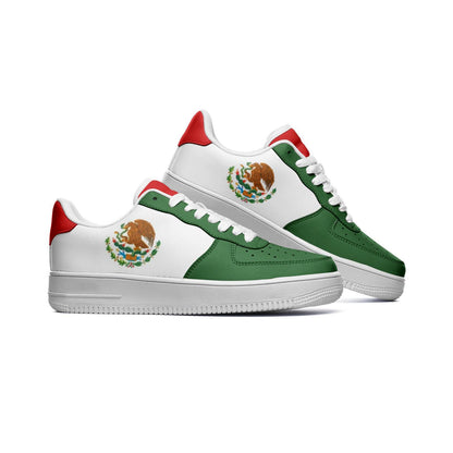 Mexico Flag Sneakers Mexico Colors Unisex Low Top Vegan Leather Sneakers