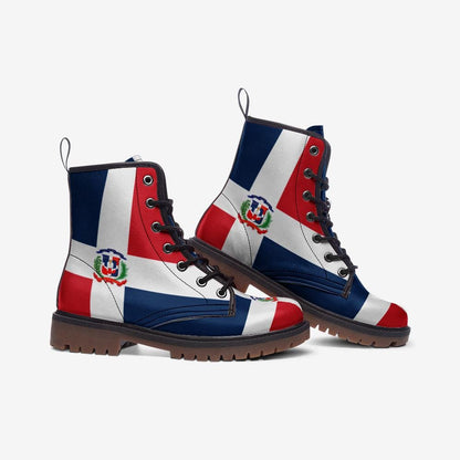 Dominican Republic Flag Boots Vegan Leather Combat Boots Republica Dominicana