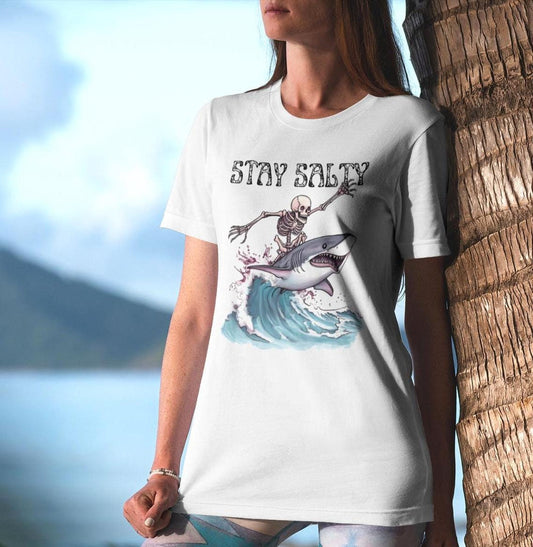 Stay Salty Shirt, Surfing T-shirt Beach Lover Ocean Life Surfer Shark Shirt
