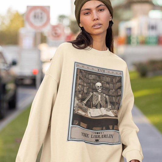 The Librarian Tarot Card Sweatshirt, Book Lover Reading Sweater
