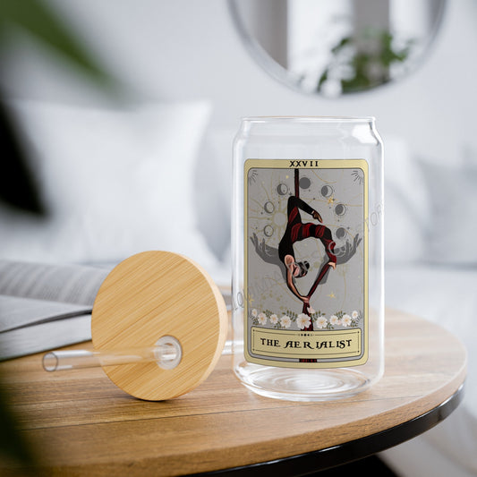 Aerialist Tarot Card Tumbler - 16oz Aerial Dancing Sipper Glass with Lid