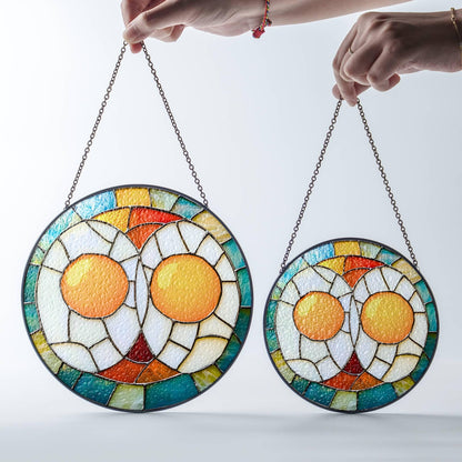 Fried Egg Stained Glass Sun Catcher - Breakfast Lover Window Decor