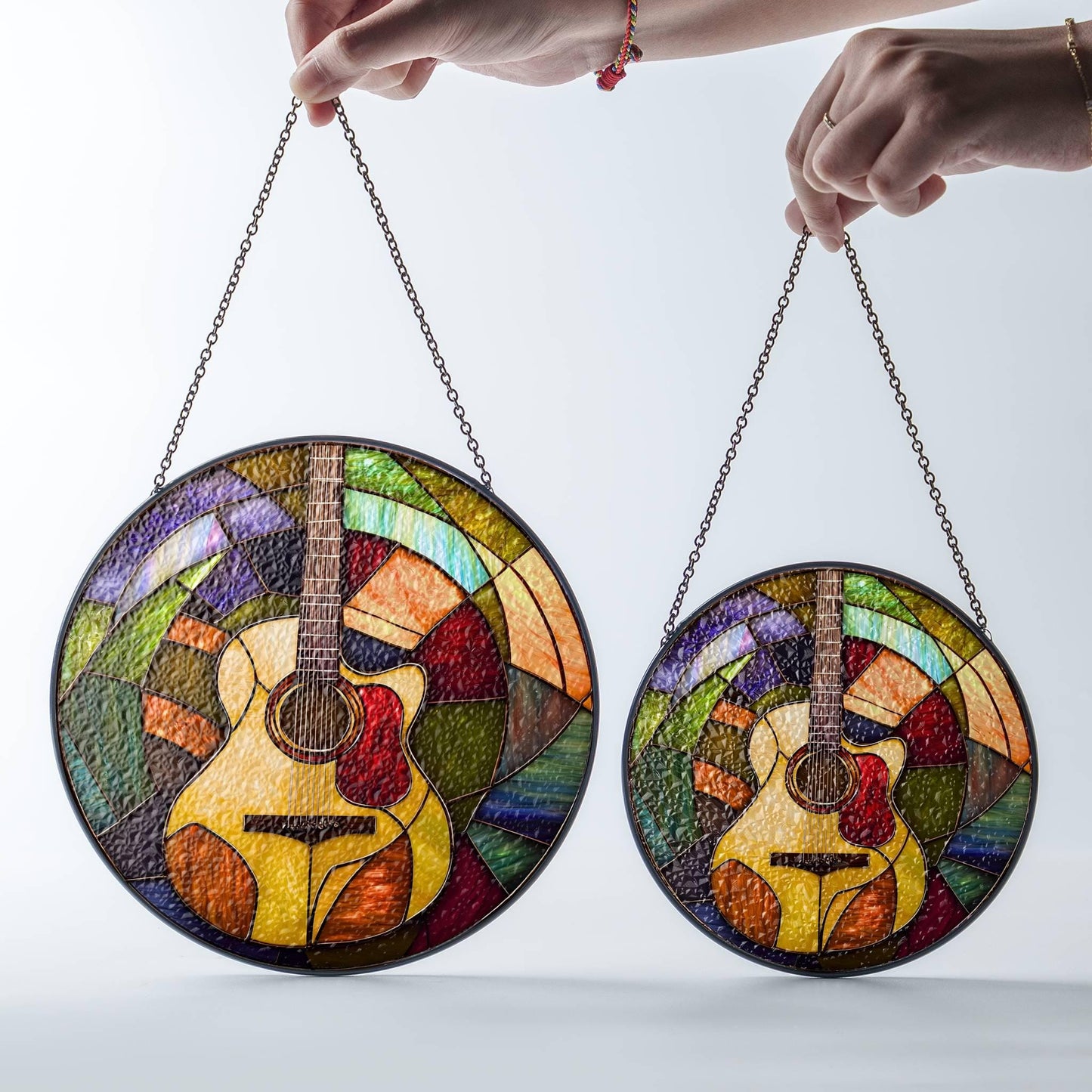 Guitar Stained Glass Sun Catcher Guitar Light Catcher Window Hanging Home Decoration Guitarist Gift