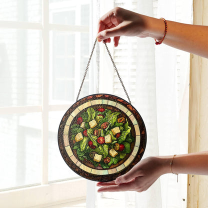 Salad Stained Glass Vegan Food SunCatcher Salad Lover Window Hanging Art