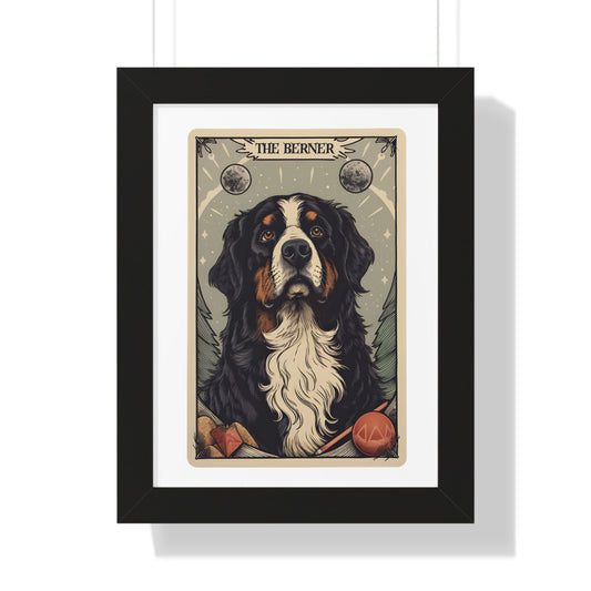 Bernese Mountain Dog Tarot Card Print - Framed Wall Art for Berner Moms