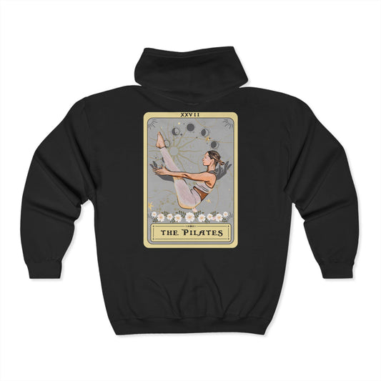 The Pilates Tarot Card Zip Up Hoodie, Pilates Sweatshirt Hoodie Full Zip Hooded