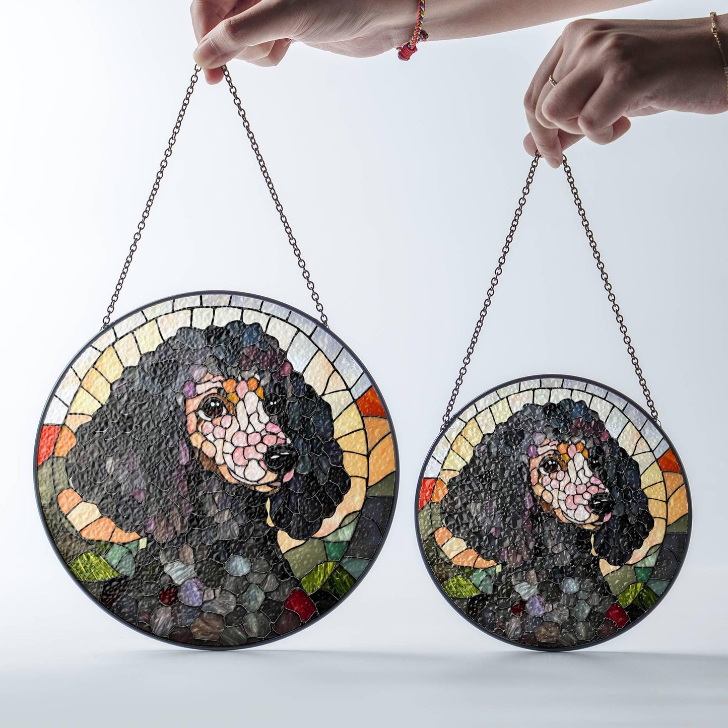 Poodle Stained Glass Sun Catcher - Black Poodle Window Decoration