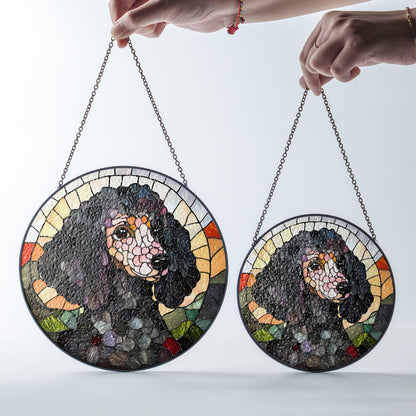 Poodle Stained Glass Sun Catcher - Black Poodle Window Decoration