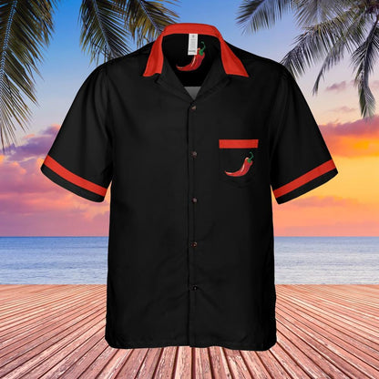 Extra Spicy Button Down Shirt with Pocket, Spicy Food Short-sleeve Hawaiian Shirt Spicy Chili Foodie Shirt