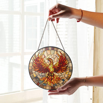 Phoenix Stained Glass SunCatcher Phoenix Bird Window Hanging New Home Decor