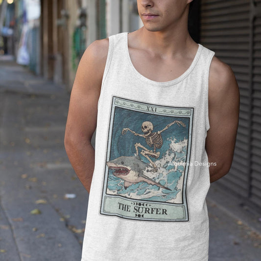 The Surfer Tarot Card Tank Top, Surfing Shirt, Beach Tee Ocean Lover Sea Life