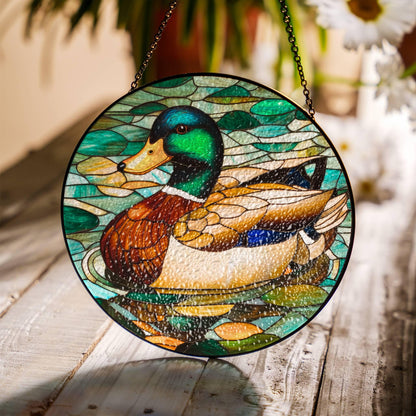 Mallard Duck Stained Glass SunCatcher Duck Window Hanging Home Decoration