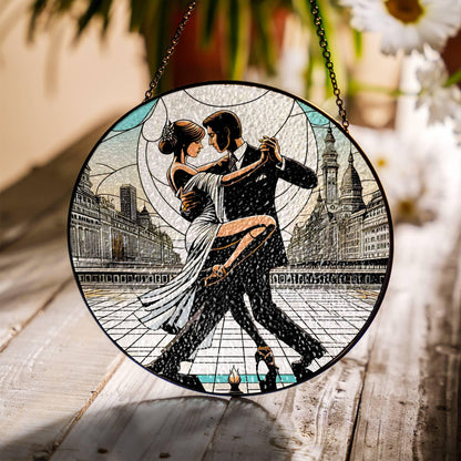 Tango Dancing Stained Glass SunCatcher Tango Window Hanging Tango Dancing