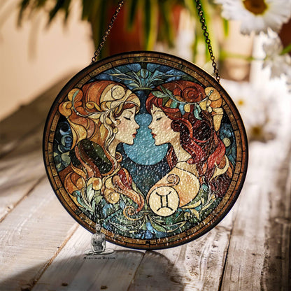 Gemini Stained Glass Zodiac SunCatcher LightCatcher Gemini Window Hanging
