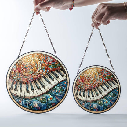 Piano Stained Glass Sun Catcher Piano Keys Light Catcher Window Hanging Home Decoration Pianist Gift for Piano Player