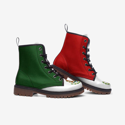 Mexico Flag Boots Vegan Leather Combat Boots