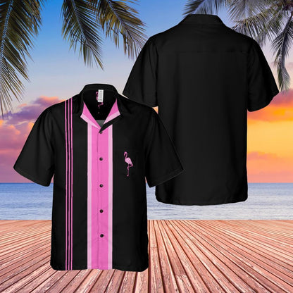 Flamingo Button Down Shirt with Pocket, Flamingos Shirt Short-sleeve Hawaiian Shirt