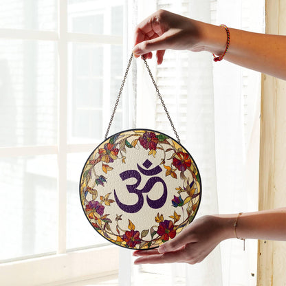 Om Stained Glass San Ohm SunCatcher Light Catcher Aum Window Hanging Protection