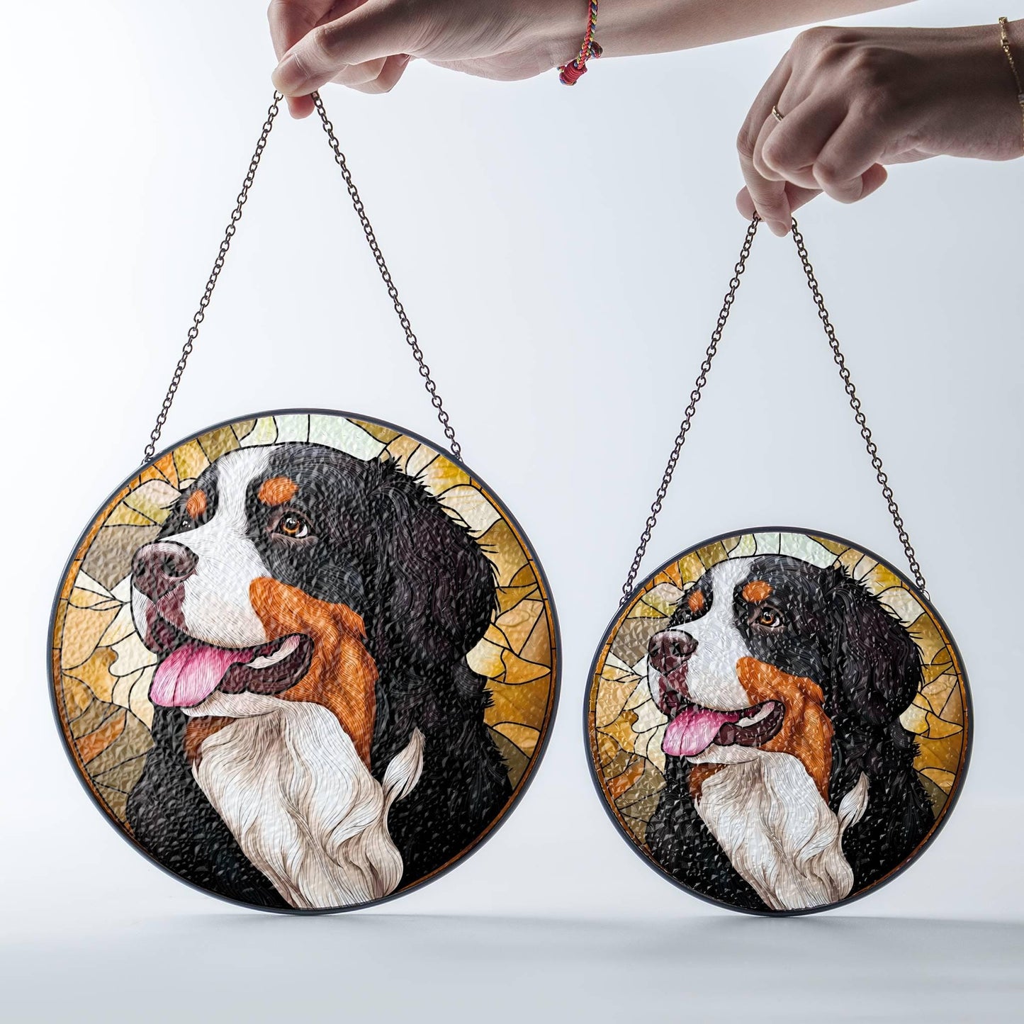Bernese Mountain Dog Stained Glass Sun Catcher Window Decoration for Dog Lovers