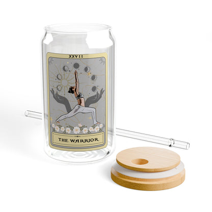 Warrior Tarot Tumbler - 16oz Yoga Sipper Glass for Yogi Gift