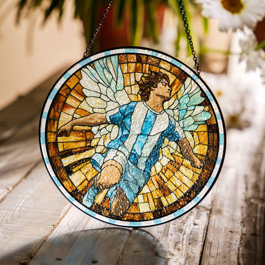 Argentina Stained Glass Guardian Angel SunCatcher Argentina Flag Colors Decor