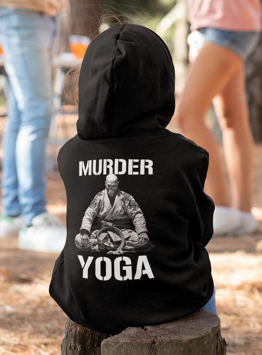 Jiu Jitsu Youth Hoodie, Murder Yoga JiuJitsu Skeleton YOUTH SIZE Hooded