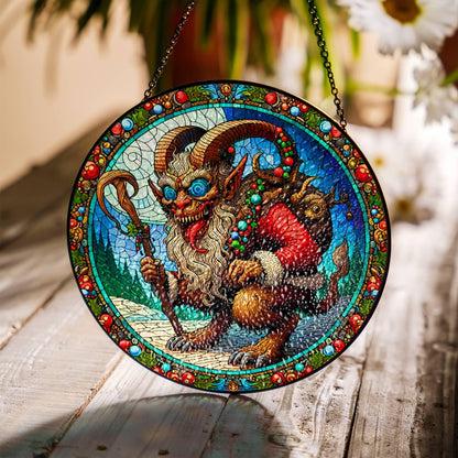 Krampus Suncatcher - Faux Stained Glass Christmas Window Decor