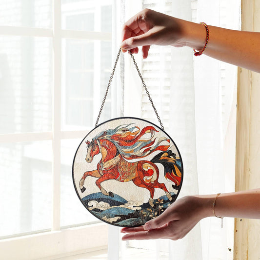 Horse Stained Glass SunCatcher Horse Window Hanging Home Decoration Gifts