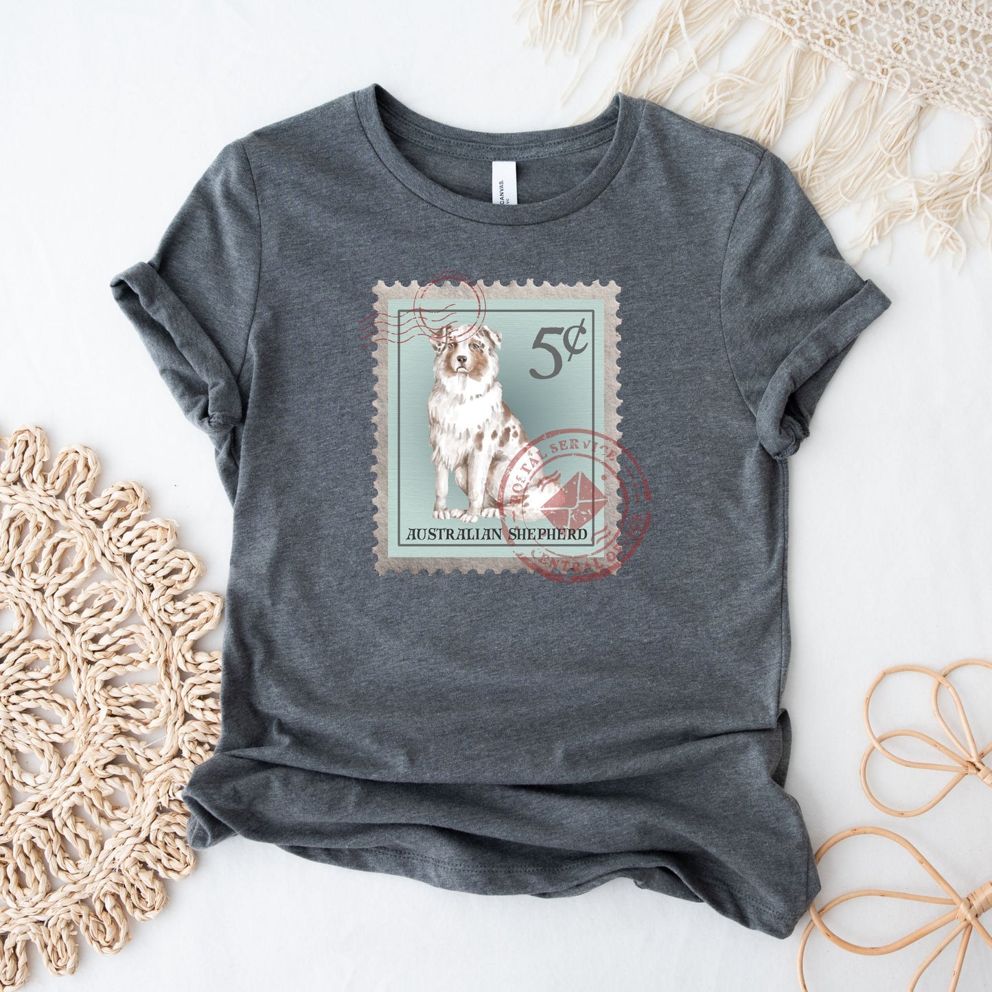 Australian Shepherd Postage Stamp Shirt