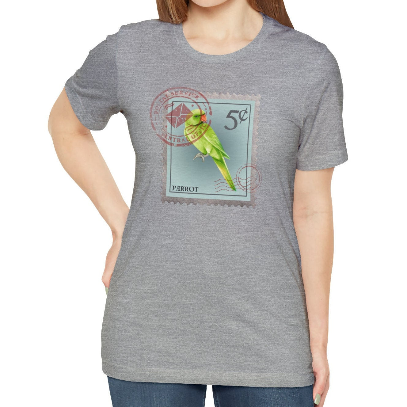 Parrot Postage Stamp Shirt, Bird Lover