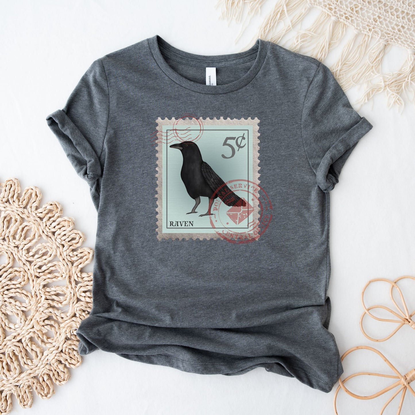 Raven Postage Stamp Shirt Bird Lover