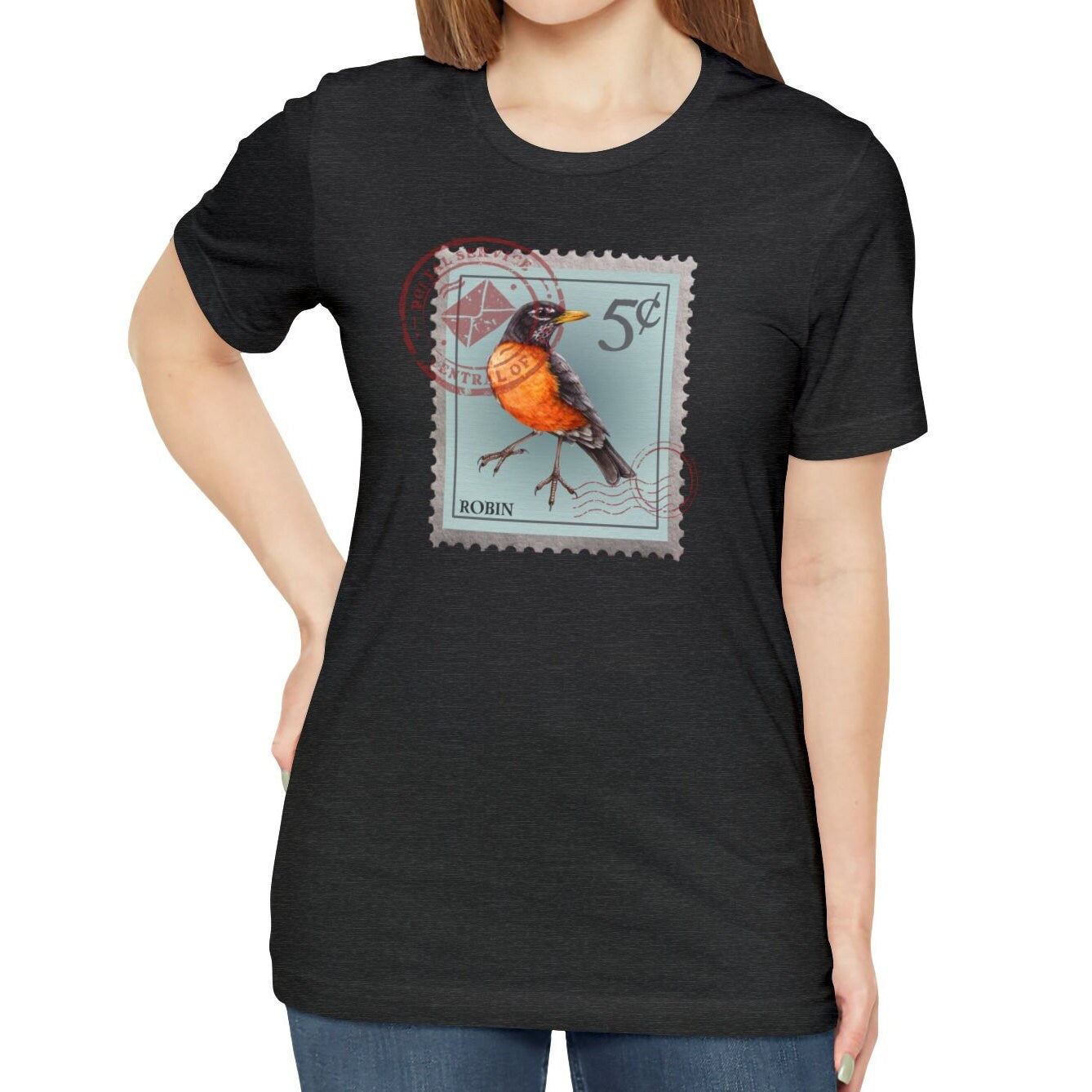 Robin Bird Postage Stamp Shirt