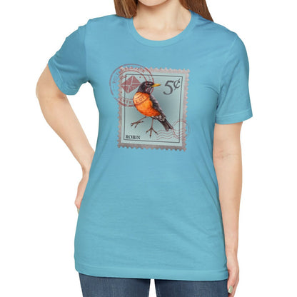 Robin Bird Postage Stamp Shirt