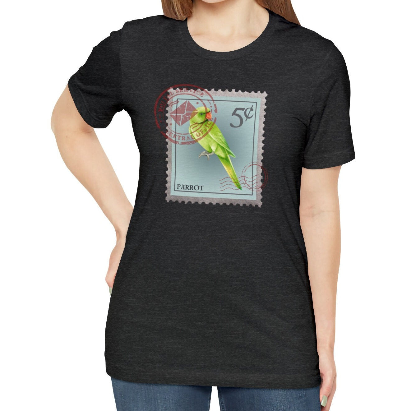 Parrot Postage Stamp Shirt, Bird Lover