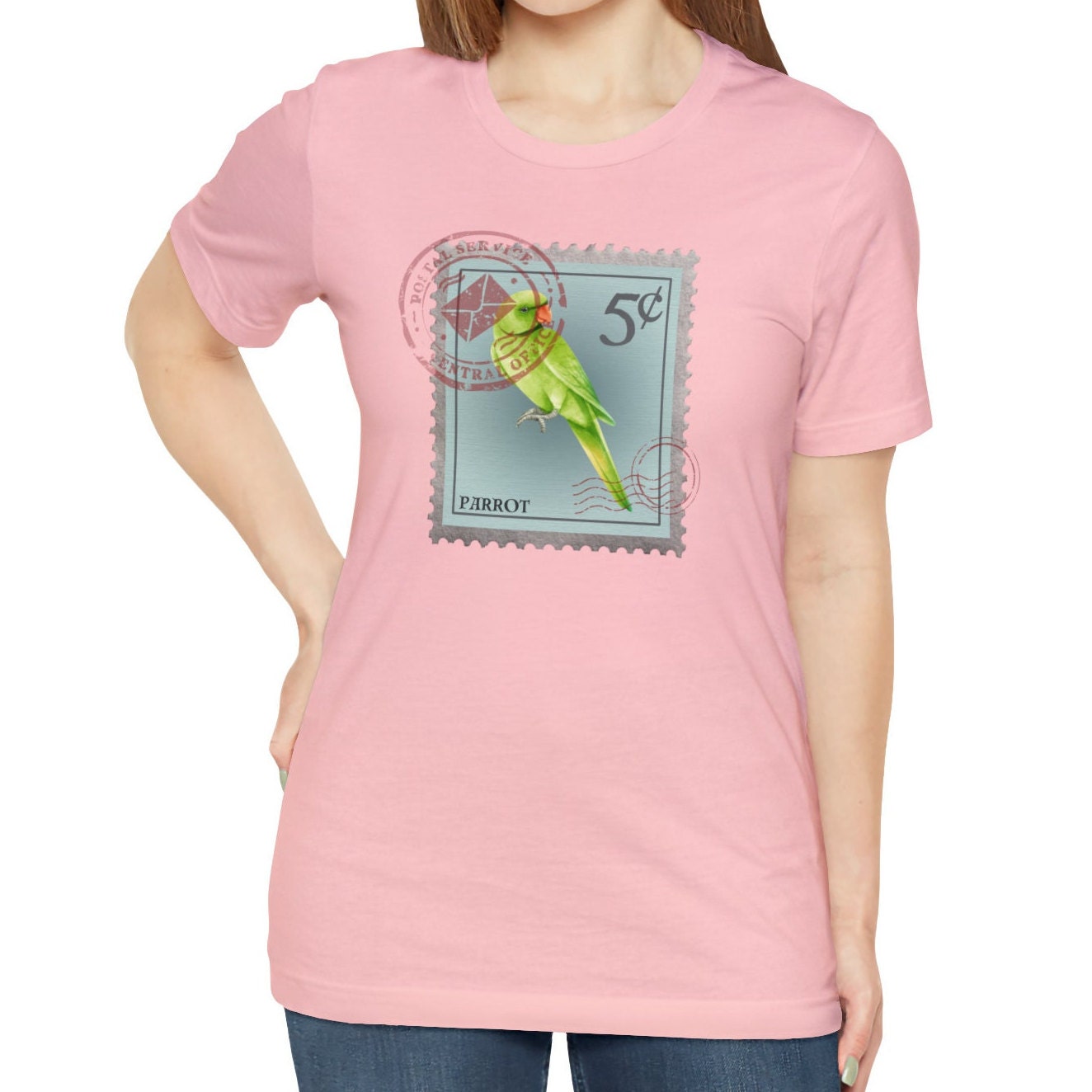 Parrot Postage Stamp Shirt, Bird Lover