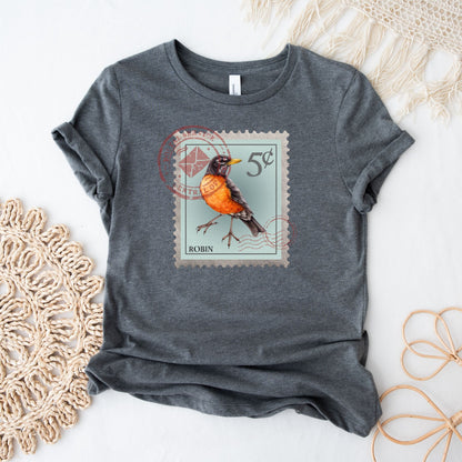 Robin Bird Postage Stamp Shirt