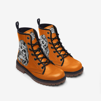 Orange Boots Sugar Skull