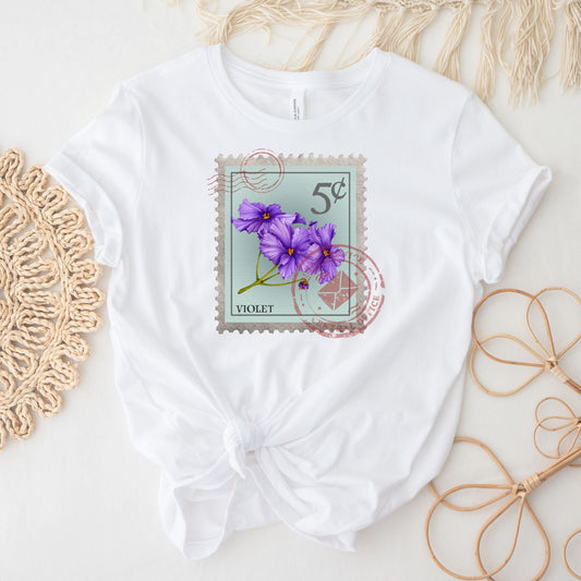 February Birth Month Flower Shirt, Violet