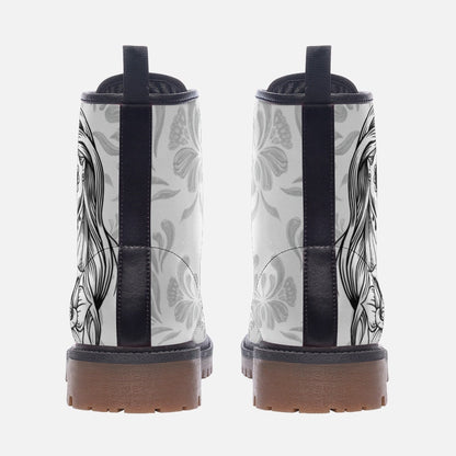 Sugar Skull Boots Black and White