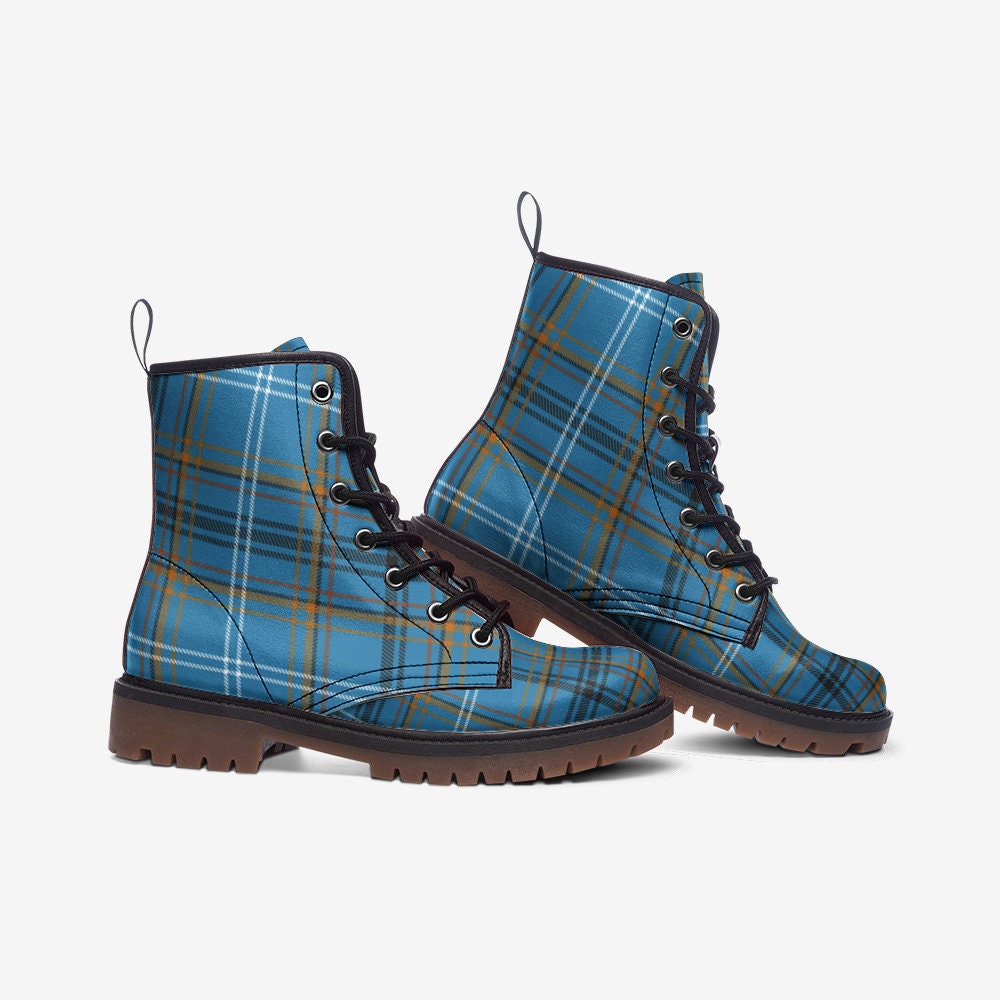 Scottish Boots Light Blue Plaid Tartan