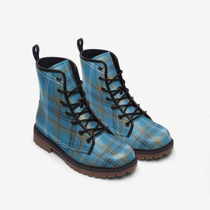 Scottish Boots Light Blue Plaid Tartan