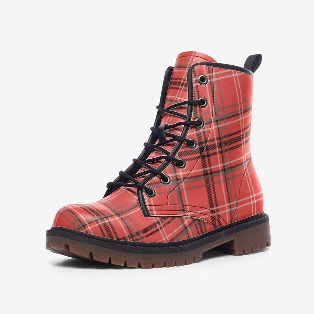 Scottish Boots Tartan Red and Black