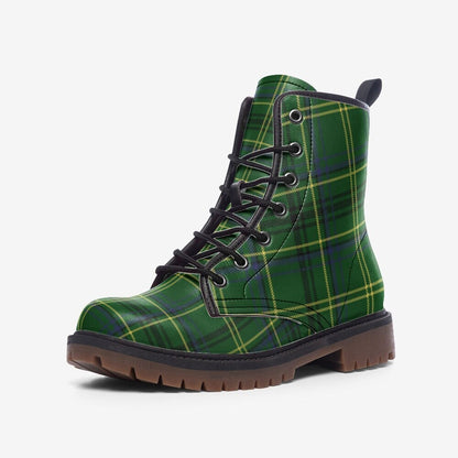 Scottish Boots Green And Yellow Tartan Plaid