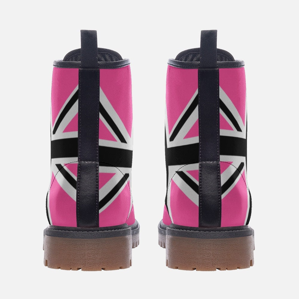 Pink Punk Rock Boots UK Flag Union Jack