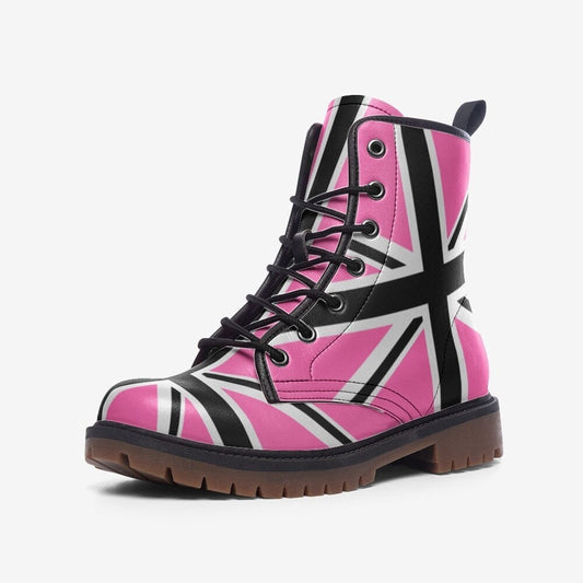 Pink Punk Rock Boots UK Flag Union Jack