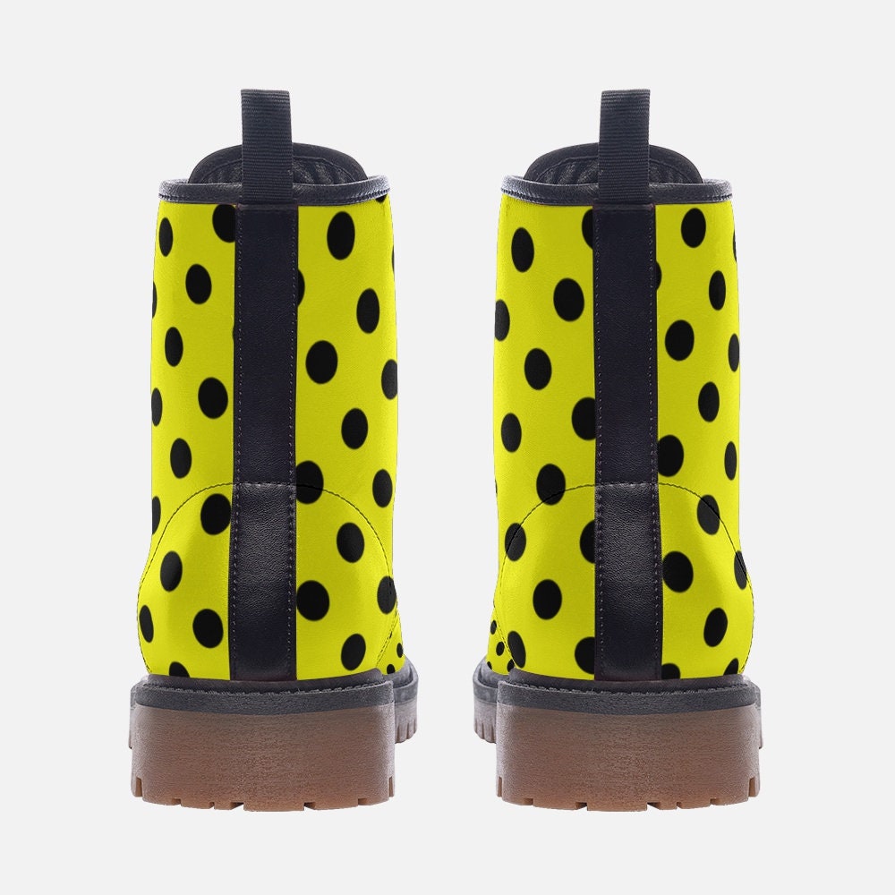 Rockabilly Polka Dot Boots Yellow and Black