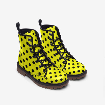 Rockabilly Polka Dot Boots Yellow and Black