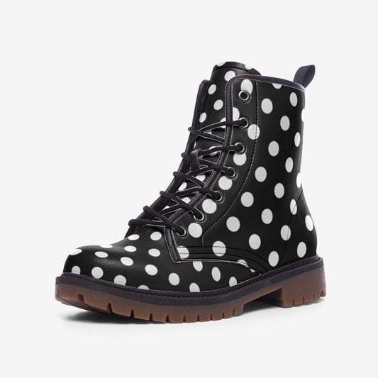 Polka Dot Boots Black And White Rockabilly